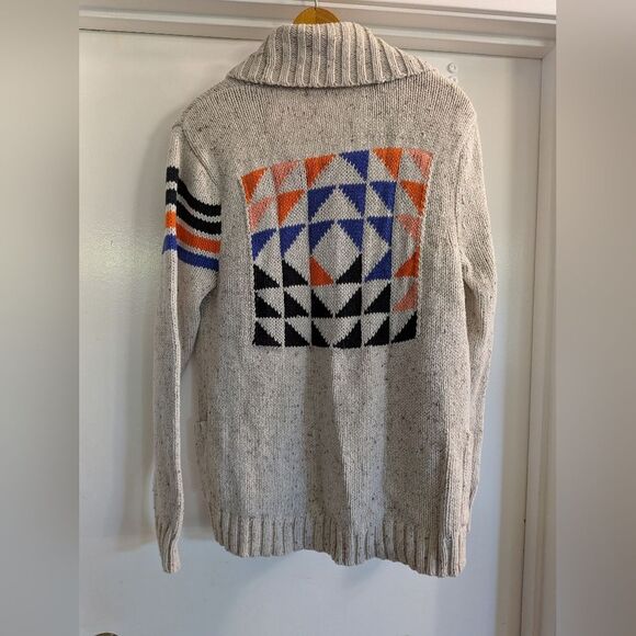 Roxy Southwestern Knit Cardigan Jacket  with Striped Sleeve Tribal Back - Picture 4 of 4